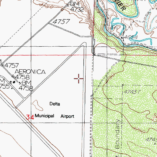 Topographic Map of Delta Municipal Airport, UT