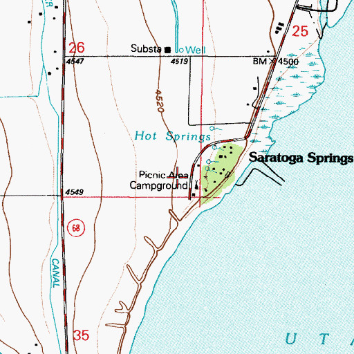 Topographic Map of Saratoga Resort Airport (historical), UT