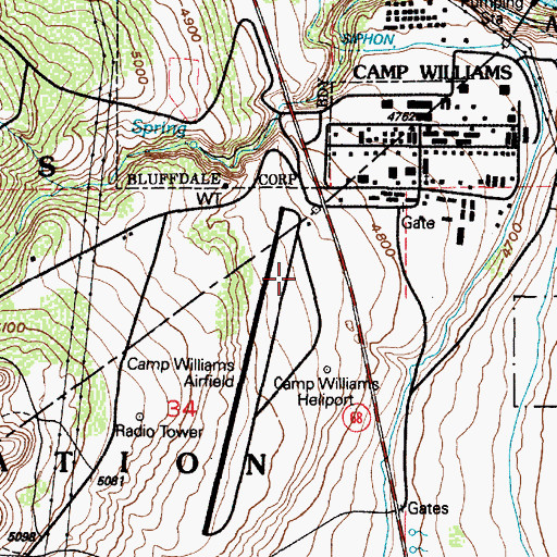 Topographic Map of Camp Williams Airfield (historical), UT