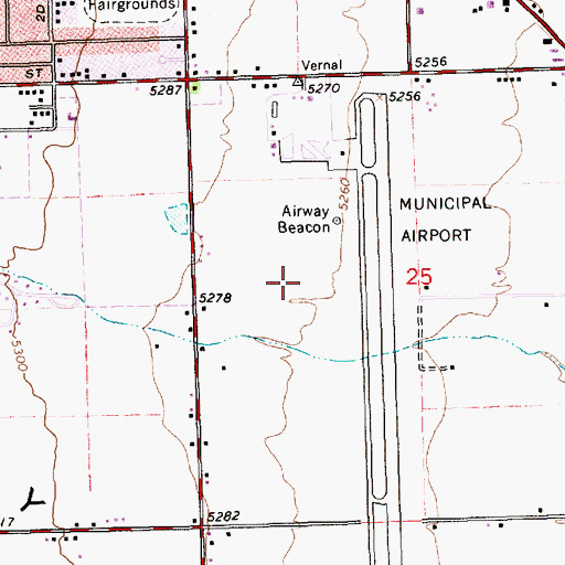 Topographic Map of Vernal Regional Airport, UT