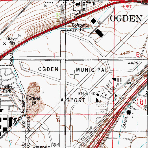 Topographic Map of Ogden-Hinckley Airport, UT
