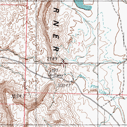 Topographic Map of Warner Draw Debris Basin Dam, UT