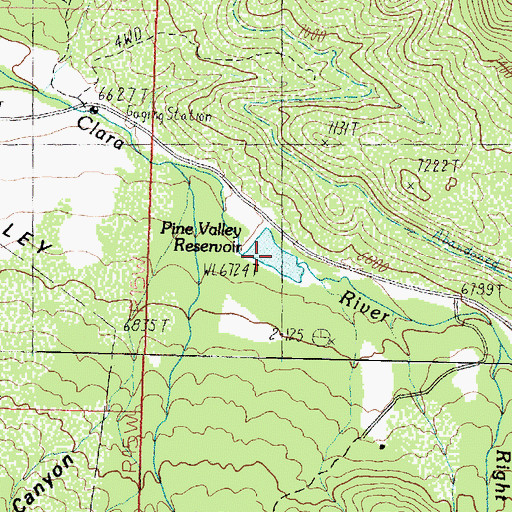 Topographic Map of Pine Valley Reservoir, UT