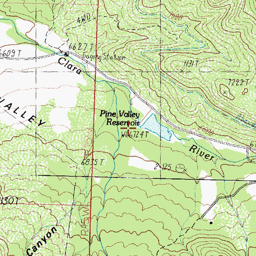 Topographic Map of Pine Valley Reservoir Dam, UT