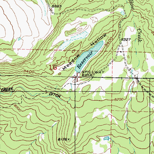 Topographic Map of Meadow Hollow Dam, UT