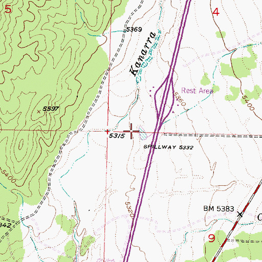 Topographic Map of Harris Gubler Dam, UT