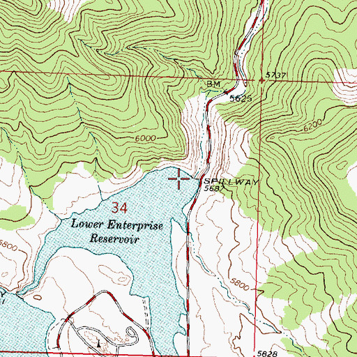 Topographic Map of Lower Enterprise Dam, UT