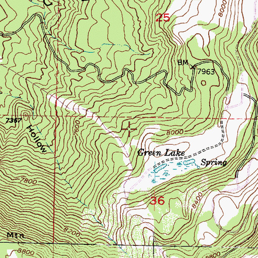 Topographic Map of Greens Lake Retarding Dam Number Four, UT