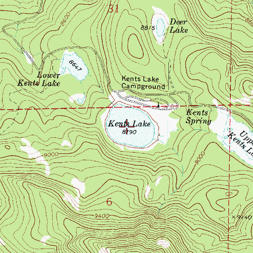 Topographic Map of Kents Lake, UT