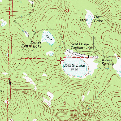 Topographic Map of Middle Kents Lake Number Two Dam, UT