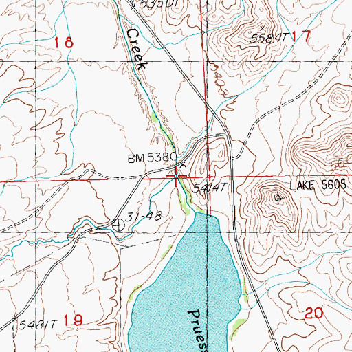 Topographic Map of Pruess Lake Dam, UT