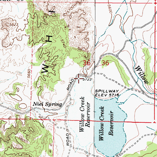 Topographic Map of Willow Creek Dam, UT