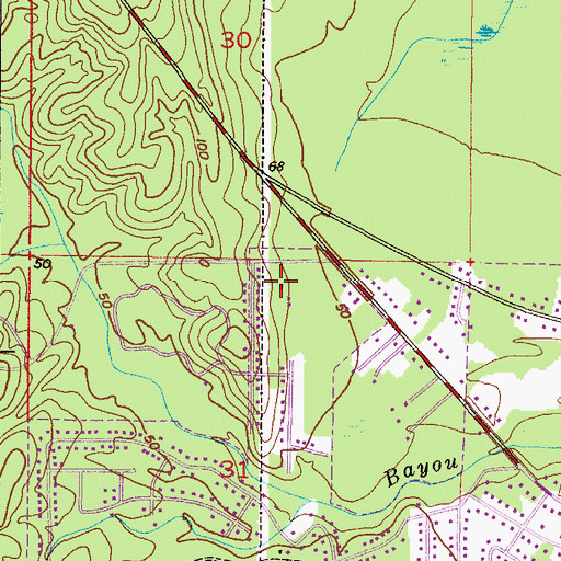 Topographic Map of Lafitte Baptist Church, AL