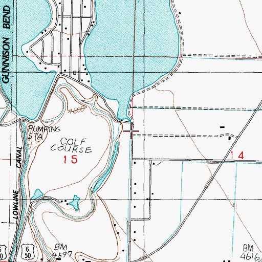 Topographic Map of Gunnison Bend Dam, UT