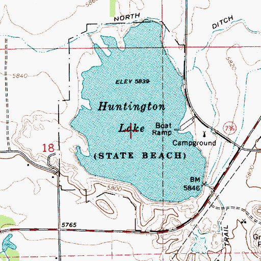 Topographic Map of Huntington Lake, UT