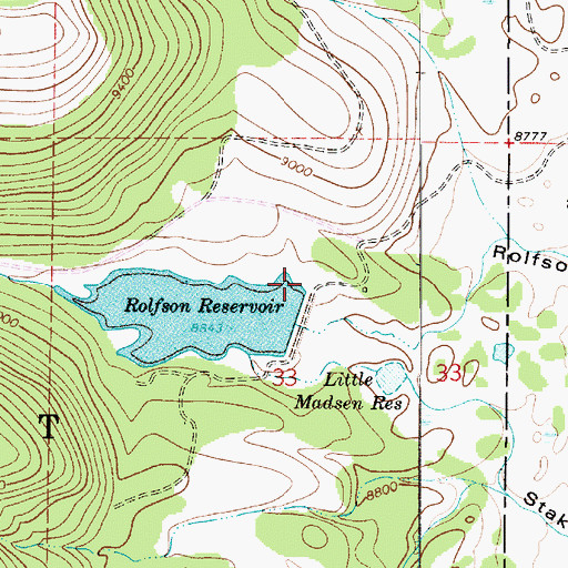 Topographic Map of Rolfson Reservoir Dam, UT