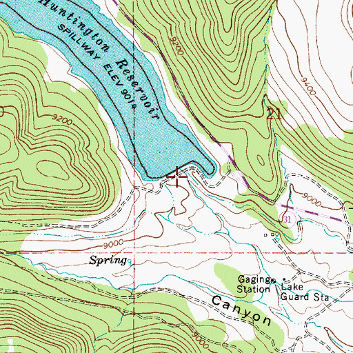 Topographic Map of Huntington Dam, UT