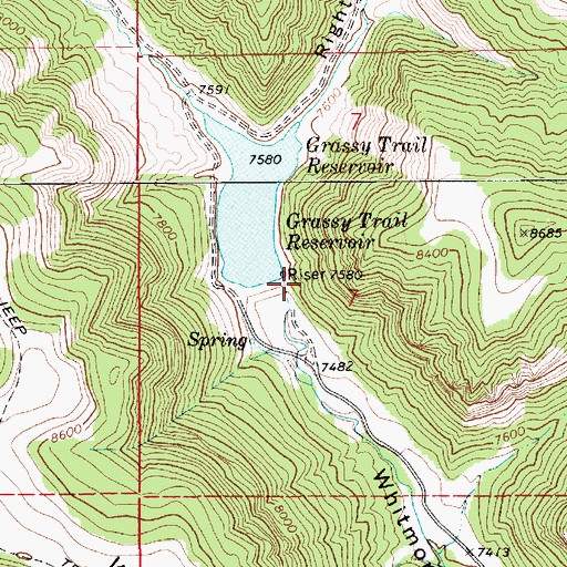 Topographic Map of Grassy Trail Dam, UT