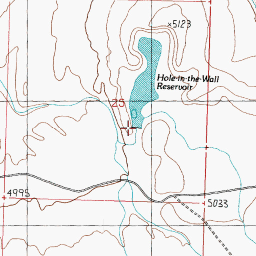 Topographic Map of Hole in the Wall Dam, UT