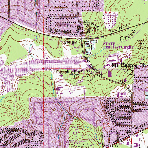 Topographic Map of Langan Ball Park, AL