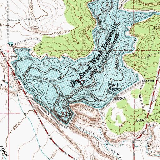 Topographic Map of Big Sand Wash Reservoir, UT