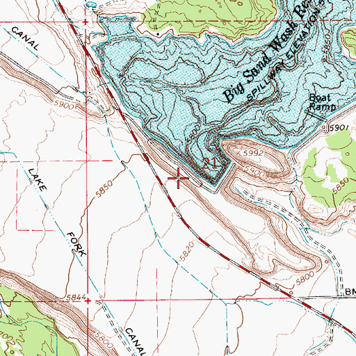 Topographic Map of Big Sand Wash Dam, UT