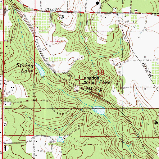 Topographic Map of Langdon Lookout Tower, AL