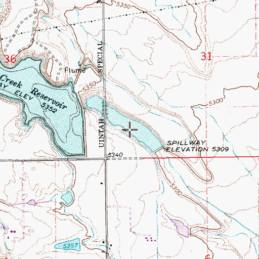 Topographic Map of Montes Creek Reservoir, UT