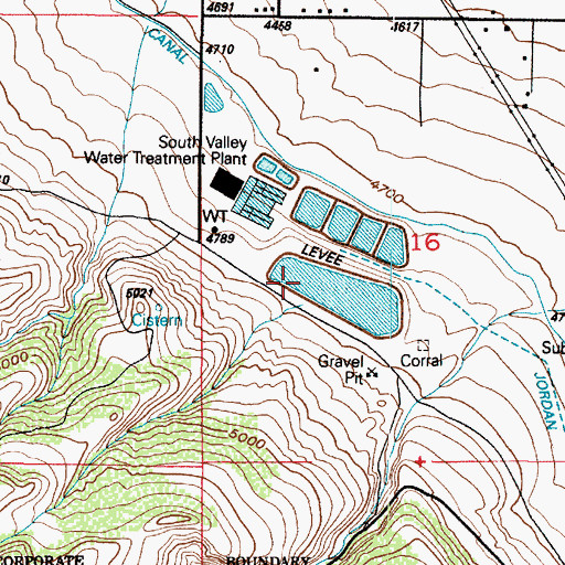 Topographic Map of Jordan Valley Water Purification Reservoir, UT
