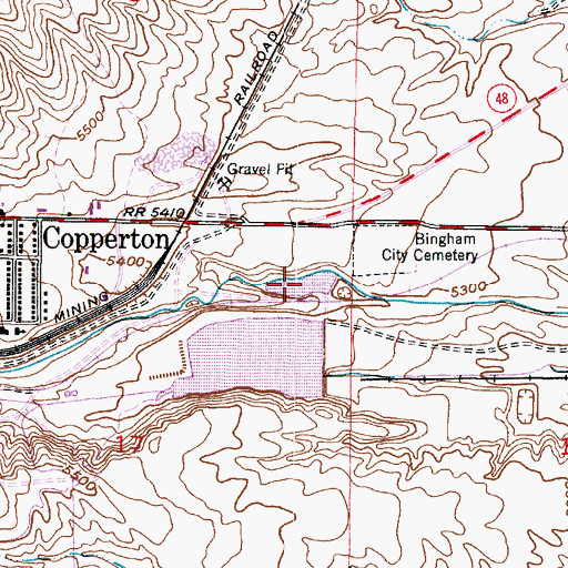 Topographic Map of Kennecott Eastside Leaching Reservoir, UT