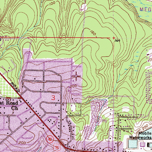 Topographic Map of Lebaron Woods, AL