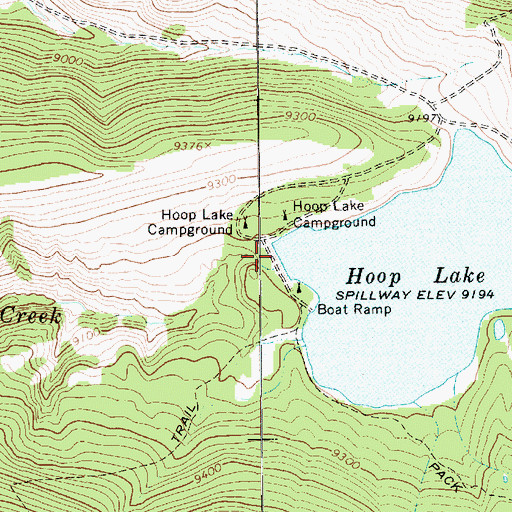 Topographic Map of Hoop Lake Dam, UT