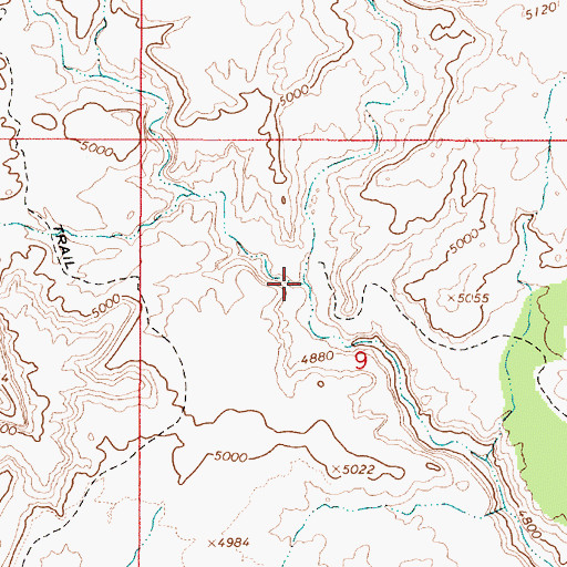 Topographic Map of Dry Fork Wesses Canyon, UT