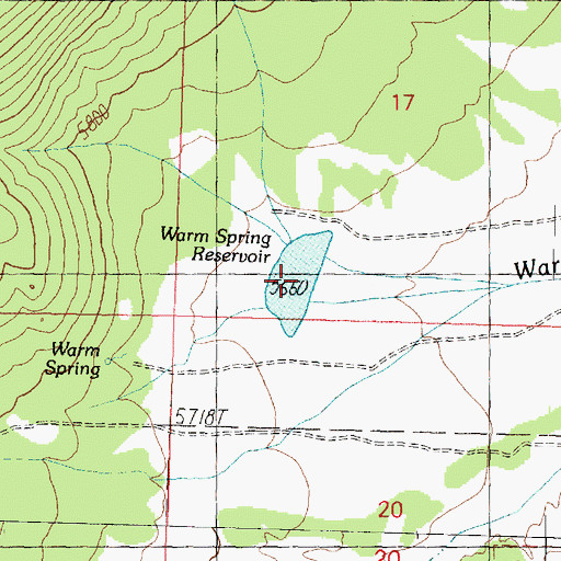 Topographic Map of Warm Spring Reservoir, UT