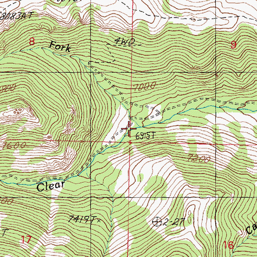 Topographic Map of Right Fork Clear Creek, UT
