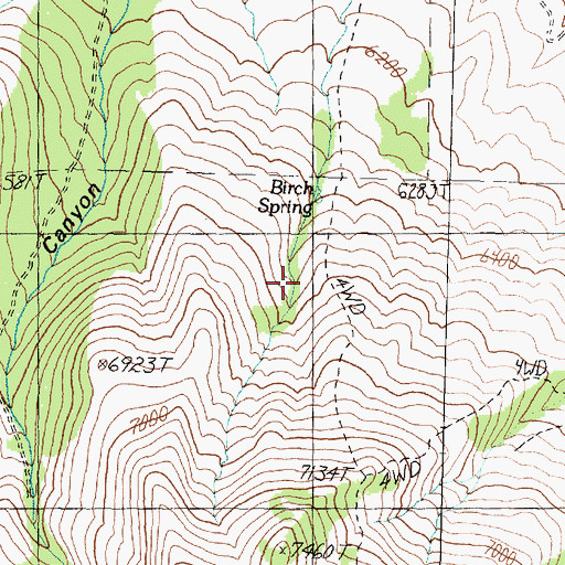 Topographic Map of Birch Spring, UT