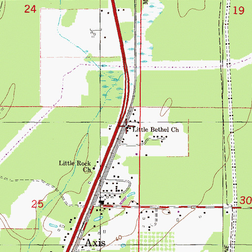 Topographic Map of Little Bethel Church, AL