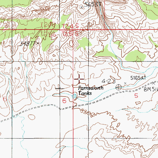 Topographic Map of Farnsworth Tanks, UT
