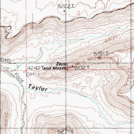 Topographic Map of Zeus and Moses, UT