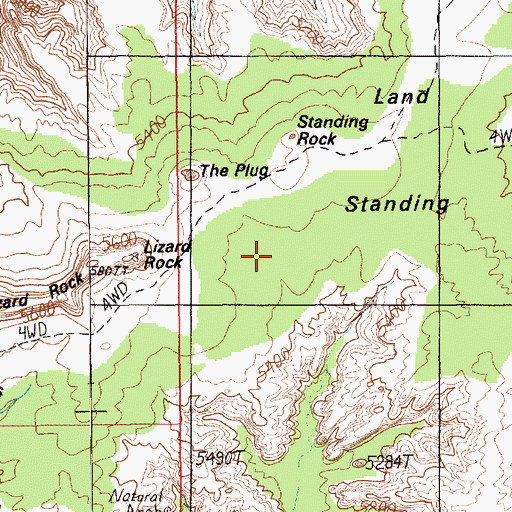 Topographic Map of Land of Standing Rocks, UT