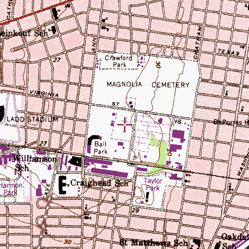 Topographic Map of Little Magnolia Cemetery, AL