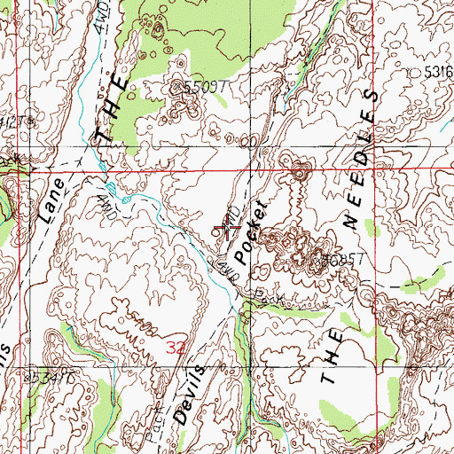 Topographic Map of Devils Pocket, UT
