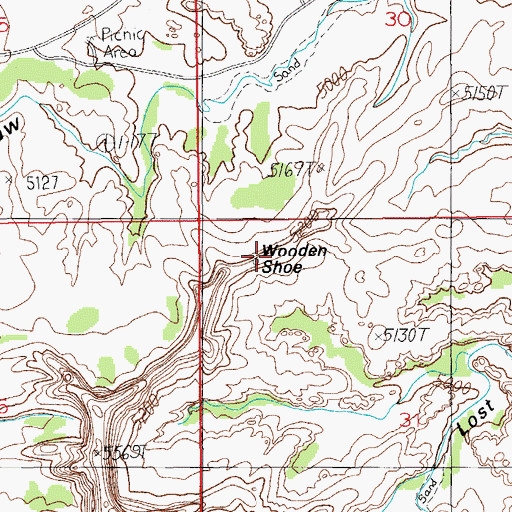 Topographic Map of Wooden Shoe, UT