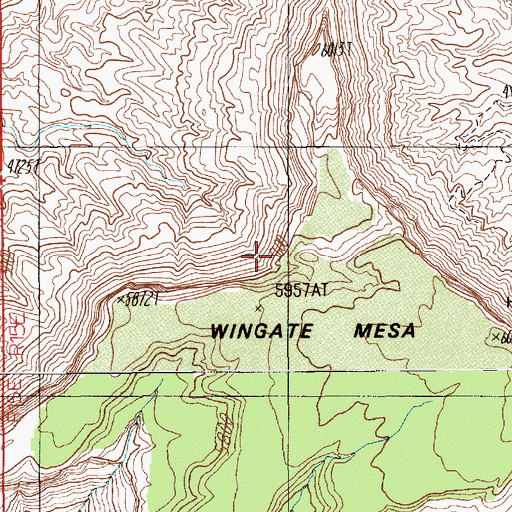 Topographic Map of Wingate Mesa, UT