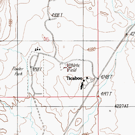 Topographic Map of Ticaboo, UT