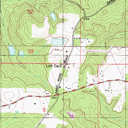Topographic Map of Lott Cemetery, AL