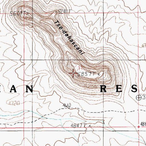 Topographic Map of Tse-dahascani, UT