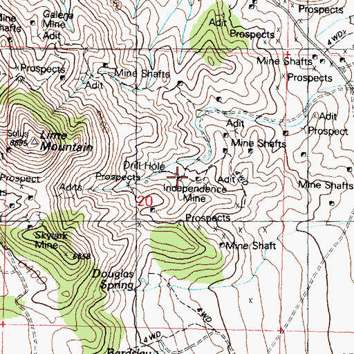 Topographic Map of Independence Mine, UT
