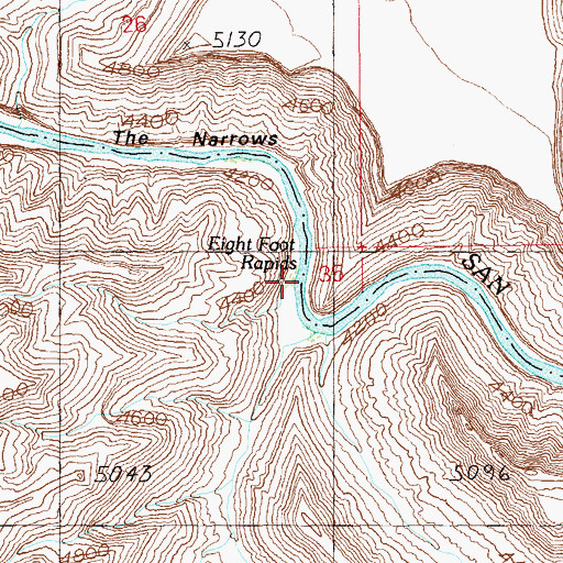 Topographic Map of Eight Foot Rapids, UT