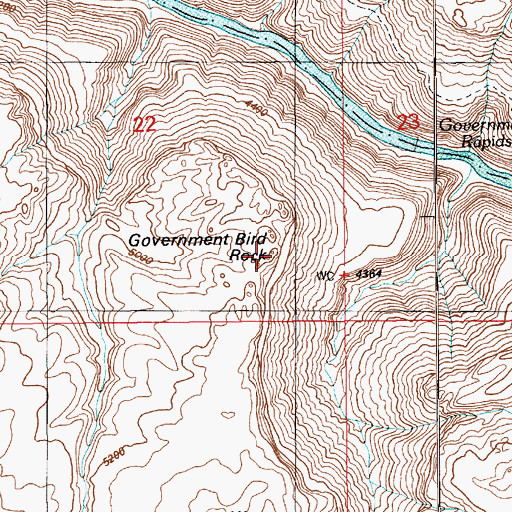 Topographic Map of Government Bird Rock, UT